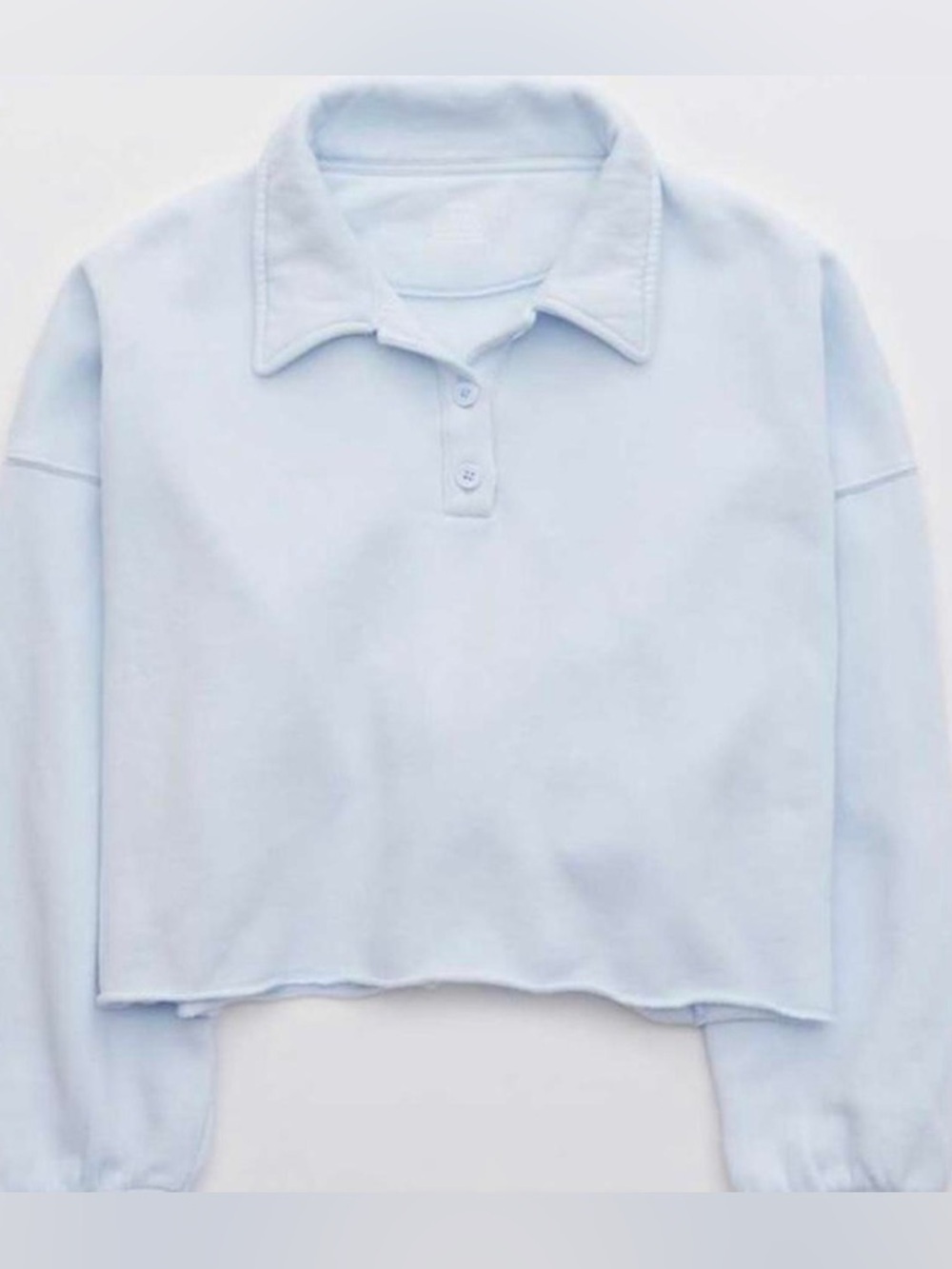 aerie Fleece-Of-Mind Collared Polo Pullover Shirt